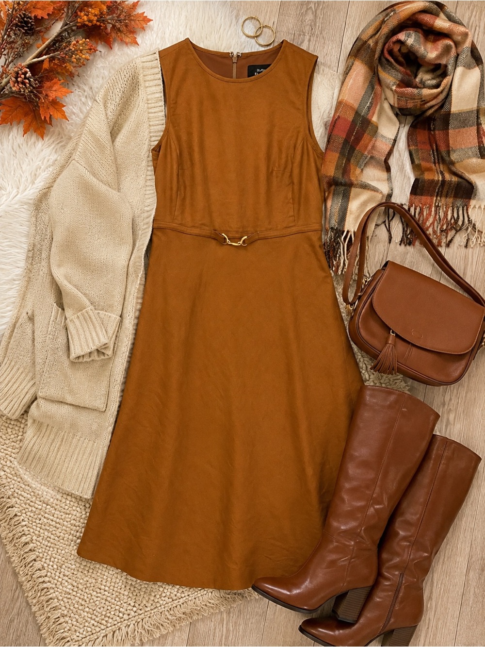 J. Crew Rust Brown Sleeveless Midi Dress